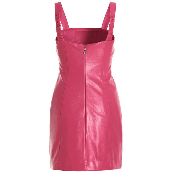 NEW Rotate Herlina Mini Dress Size 4 Fuchsia Faux Leather Square Neck - Picture 6 of 10